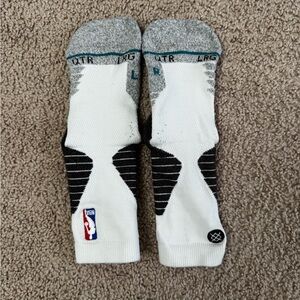 Stance 359 NBA Fusion Men's Basketball Quarter White Socks, Large, 8-12